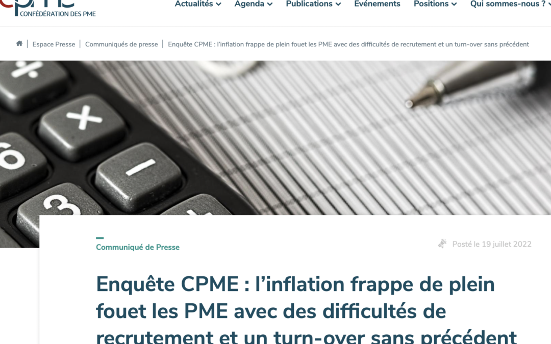 Inflation et emplois : les chiffres « sans appel » de l’étude de la CPME..