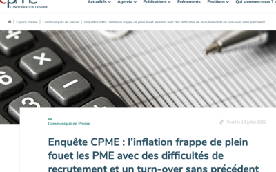 Inflation et emplois : les chiffres « sans appel » de l’étude de la CPME..