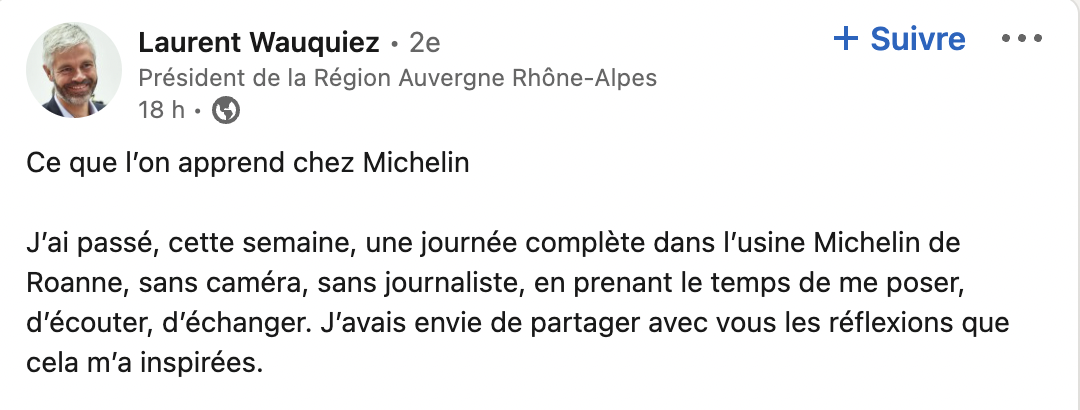 Laurent Wauquiez : « ce que l’on apprend chez Michelin… »