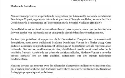 Dominique Voynet, anti-nucléaire déclarée, nommée au Haut Comité pour la transparence et l’information sur la sécurité nucléaire (HCTISN).