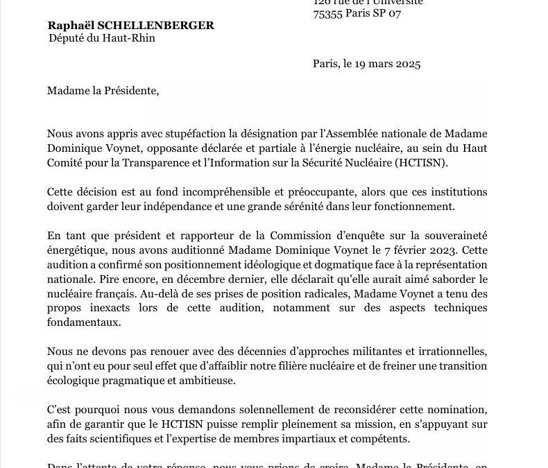 Dominique Voynet, anti-nucléaire déclarée, nommée au Haut Comité pour la transparence et l’information sur la sécurité nucléaire (HCTISN).